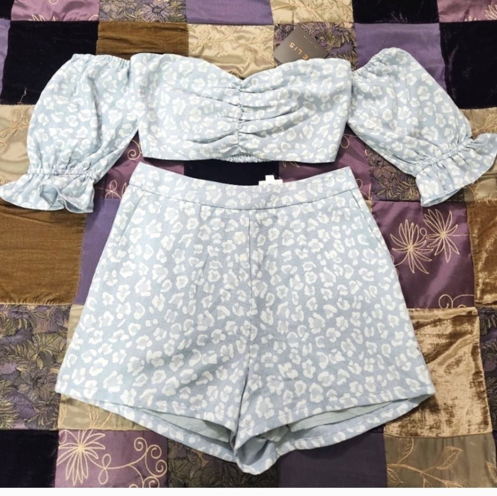 Le Lis Cheetah Print Shorts and Crop Top Set